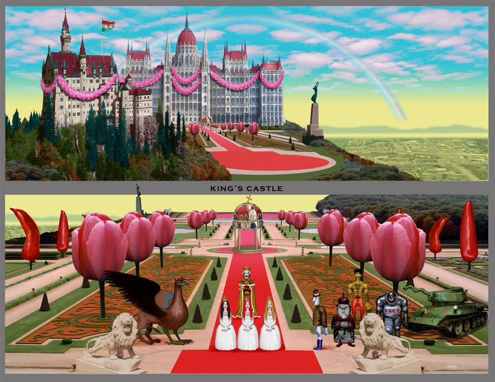 László Nosek, <i>The New Castle, which is also the Parliament</i>, 2007, set design for the film <i>Son of the White Horse/i>, digital collage, courtesy: László Nosek
