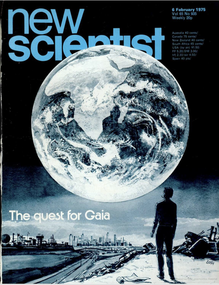 "New Scientist", 6. Februar 1975, mit einer Coverstory über James Lovelocks Gaia-Hypothese