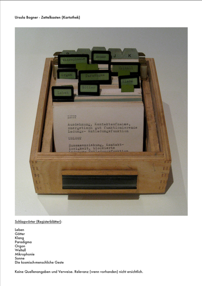 Ursula Bogner, Note box, 1966-1977