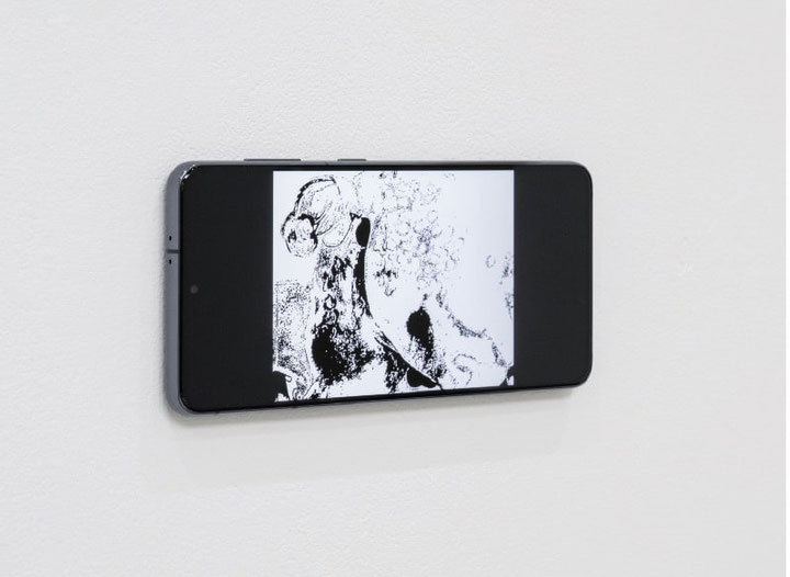 <i>Tanja Widmann Johannes Porsch Produced by -1, plus One (The Horse Fair)</i>, Ein-Kanal-Video, 2025, installation view, Cell Project Space, Courtesy: Cell Project Space, Foto: Damian Griffiths