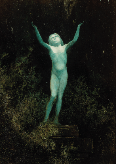 Karl Wilhelm Diefenbach (1851–1913), <i>Die Erscheinung – Siderischer Körper</i>, Öl auf Holz, nach 1900, The Jack Daulton Collection, Foto: The Jack Daulton Collection/Marty Kelly