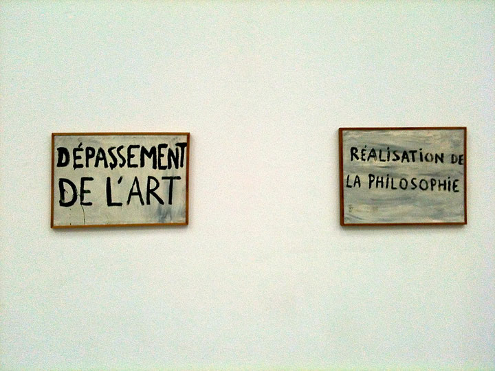 Guy Debord, <i>Dépassement de l'art</i>, 1963 and <i>Realization of philosophy</i>, 1963, exhibition view <i>Les dérives de l'imaginaire</i>, Palais de Tokyo , Photo: Sennewald
