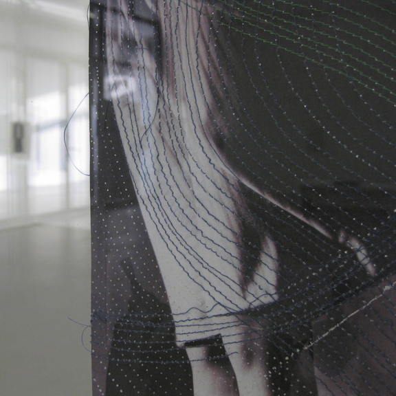 Michael Melián, <i>House of Jacquard</i>, 2011, thread, paper, laser print, Plexiglas, installation view, Städtische Galerie Nordhorn