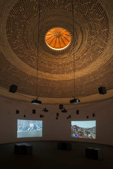 Angela Melitopoulos, <i>Crossings</i>, 2017, Installation im Gießhaus der Universität Kassel, documenta 14, © VG-Bildkunst Bonn 2017, Foto: © Nils Klinger