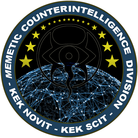 Abzeichen der „Memetic Counterintelligence Division" (Kek novit – kek scit)
