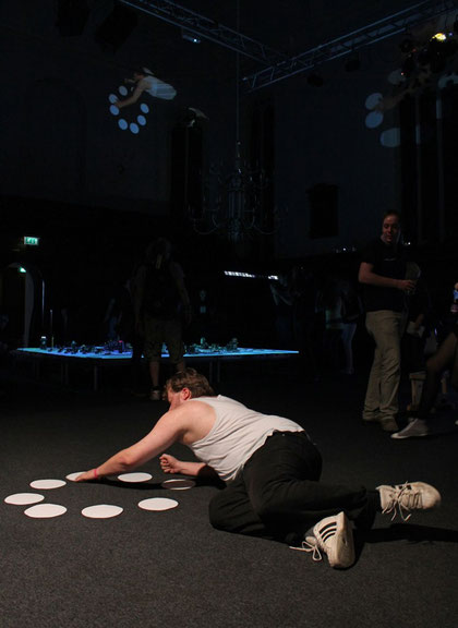 From the series <i>YouTube on the Floor (2011)</i>, Gogbot Festival, Enschede (NL), photo: Rosa Menkman